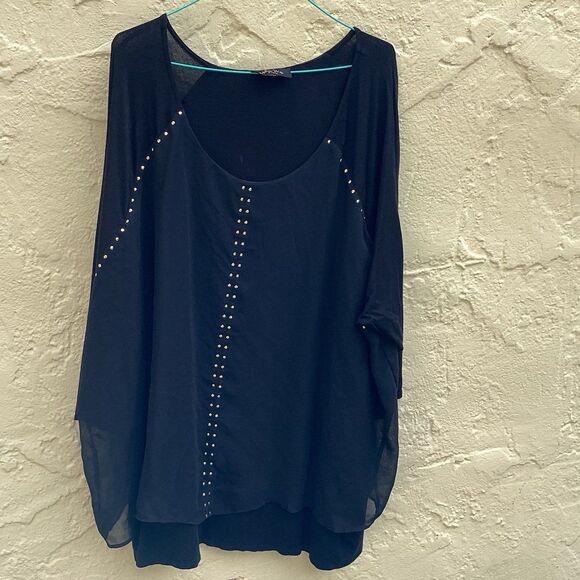 Black studded Melissa Paige woman’s plus top - Picture 1 of 7
